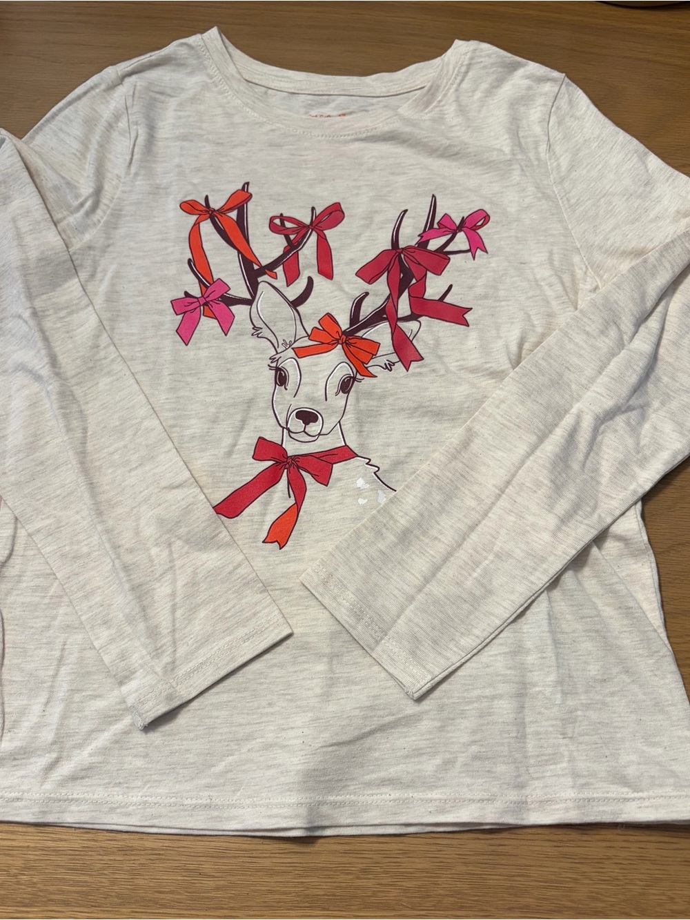 3 for $12 Girls' Cream Holiday Long-Sleeve Top